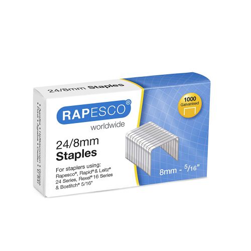 Rapesco 24/8mm Galvanised Staples (Pack 1000) - 1456
