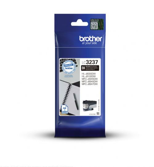 BRLC3237BK | Looking for a cartridge that offers effortless performance every time you print? The Brother LC3237BK Ink Cartridge in Black guarantees smooth, reliable and top quality printouts from your first to your last print. Great value for money, Brother perfectly balanced inks ensure your printer stays working at its best.