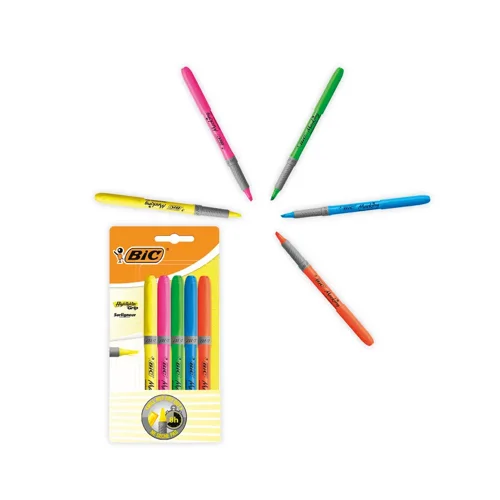 BIC Chisel Tip Highlighter Grip Assorted Pack of 5