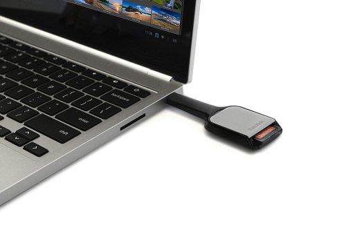 A super-fast SD card reader with a USB-C connector, the SanDisk Extreme PRO® SD UHS-II Card USB-C Reader/Writer works with UHS-II cards and is backwards-compatible with other SD cards. It features a flexible design that won’t block your other ports and delivers simple plug-and-play functionality.