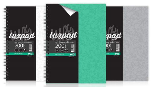 Silvine Luxpad A4 Plus Wirebound Hard Cover Notebook Ruled 200 Pages Assorted Colours (Pack 3)