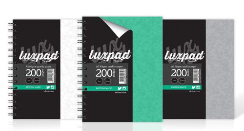 Silvine Luxpad Twinwire A5 Stiff Covered Notebook Assorted (Pack 3)