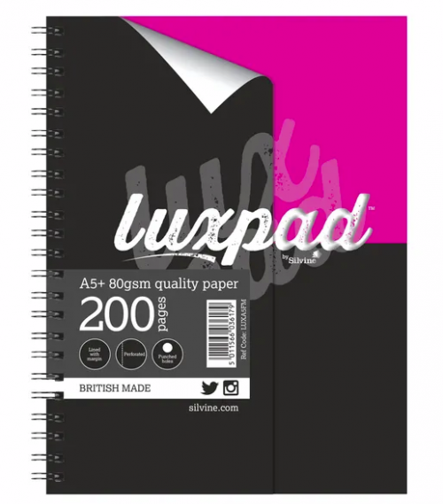 Silvine Luxpad Printed Hardback Notebook A5 Plus (Pack of 3) LUXA5FM