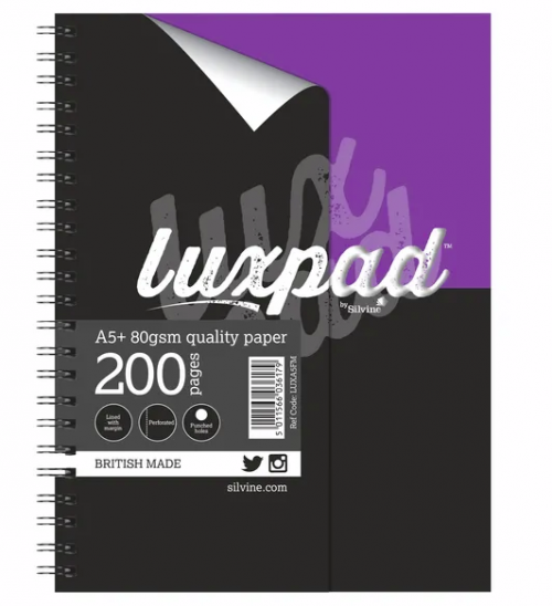 Silvine Luxpad Printed Hardback Notebook A5 Plus (Pack of 3) LUXA5FM