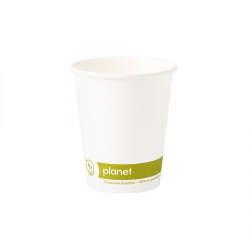 Planet 8oz Single Wall Compostable PLA Paper Hot Drink Cups HHPLASW08 [Pack 50]