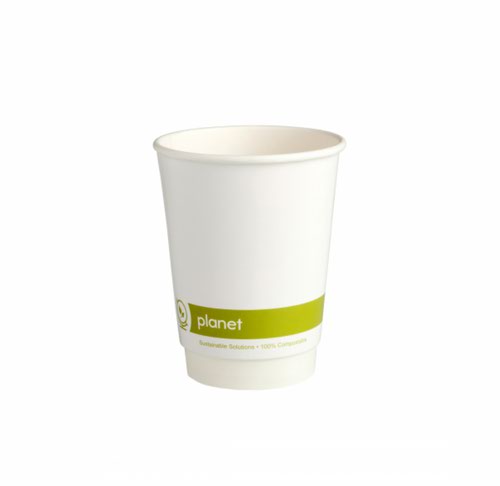 Planet 12oz Double Wall Compostable PLA Paper Hot Drink Cups HHPLADW12 [Pack 25]