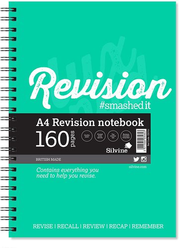 Silvine Revision Notebook Twinwire A4 Green (Pack 5) EX751 95442SC