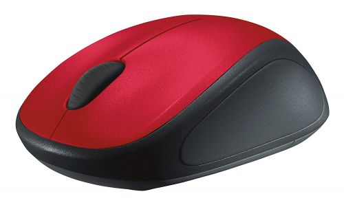 Logitech Wireless Mouse M235, Ambidextrous, Optical, RF Wireless, Black, Red 910-002496