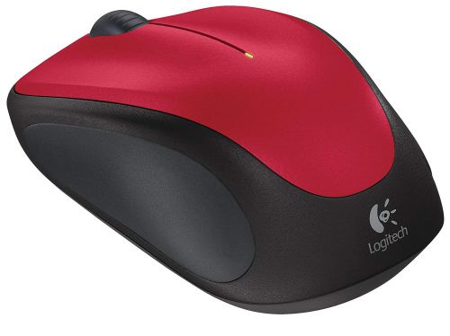 Logitech Wireless Mouse M235, Ambidextrous, Optical, RF Wireless, Black, Red 910-002496