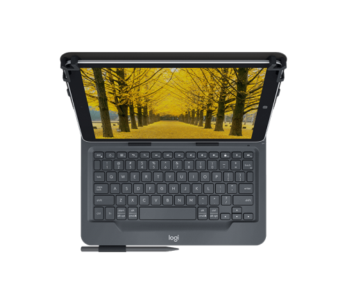 8LO920008341 | Universal Folio takes mobile computing to a new level. Now you can enjoy laptop-like typing anywhere you take your tablet. Universal Folio locks your 9-10 inch tablet at an optimal angle for typing and holds firm on any surface from a Cafe table, a desk, or your lap. Its durable, spill-resistant shell protects your tablet during daily use.