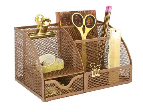 WIREMESH  DESK ORGANISER ROSEGOLD