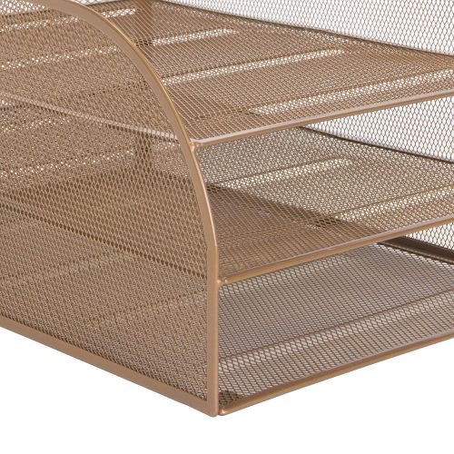 WIREMESH  THREE TIER LETTER TRAY ROSEGOLD