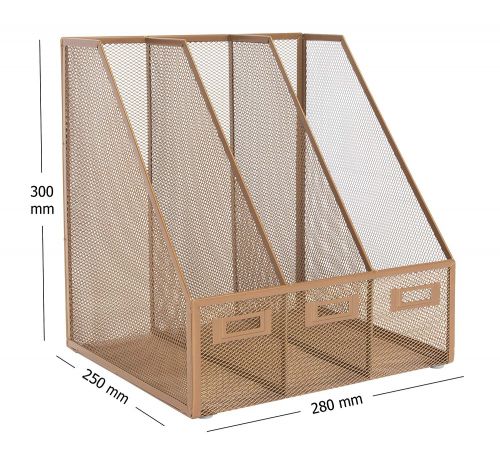 WIREMESH  TRIPLE FILE HOLDER ROSEGOLD