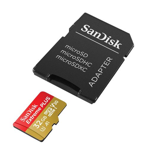 SanDisk Extreme Plus 32GB Class 10 UHS-I-U3 Micro SDHC Memory Card and Adapter  8SASDSQXBG032GGN6MA