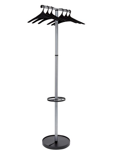 Alba Wave Coat Stand Silver Grey and Black - Supplied with 6 Hangers - PMWAVE2