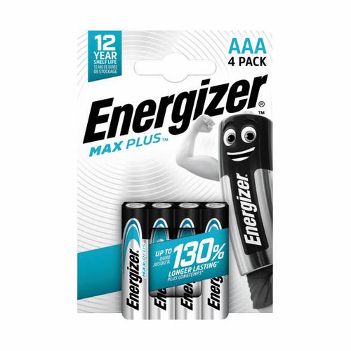 Energizer Max Plus AAA Alkaline Batteries (Pack 4) - E301321404