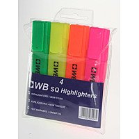 ValueX Flat Barrel Highlighter Pen Chisel Tip 1-5mm Line Assorted Colours (Pack 4) - 8440WT4