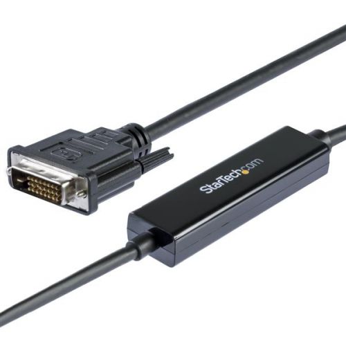 This USB-C™ to DVI adapter cable offers a convenient solution for directly connecting your DisplayPort over USB Type-C™ device to your DVI monitor or projector. The adapter offers a connection distance of up to 2 m (6 ft.) and works with USB-C devices that support DP Alt Mode, such as the MacBook, Chromebook Pixel™ and Dell™ XPS™ models 15 and 13. It's also compatible with Thunderbolt™ 3 ports.Clutter-free installationAt 2 m (6 ft.) in length, this adapter cable delivers a direct connection that eliminates excess adapters and cabling, ensuring a tidy, professional installation.For shorter and longer installations, StarTech.com also offers a 1 m (3 ft.) USB-C to DVI cable (CDP2DVIMM1MB) and 3 m (10 ft.) USB-C to DVI cable (CDP2DVI3MBNL), enabling you to choose the right cable length for your custom installation needs.Crystal-clear picture qualityThe adapter harnesses the video capabilities that are built into your USB Type-C connector to deliver video resolutions up to 1920x1200, providing support for your high-resolution DVI monitors - great for multitasking on high-resolution DVI displays. The adapter is backward compatible with 1080p displays, which makes it a great accessory for home, office or other HD work environments.The CDP2DVIMM2MB is backed by a 2-year StarTech.com warranty and free lifetime technical support.Note: Your USB-C equipped device must support video to work with this adapter.