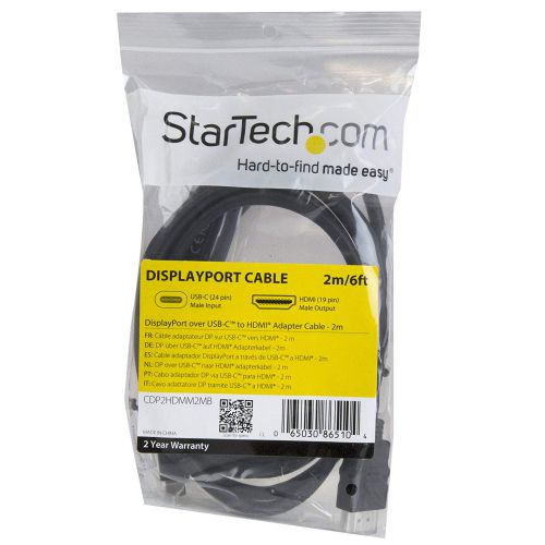StarTech.com 2m USB C to HDMI Adapter Cable 4K 30Hz AV Cables 8STCDP2HDMM2MB
