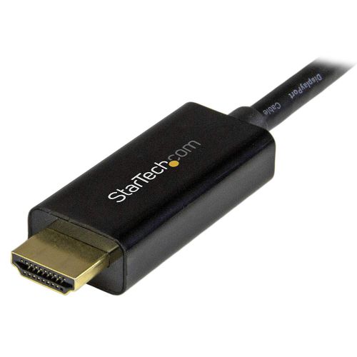 8ST10096181 | This 5-meter (15 ft.) Mini DisplayPort™ to HDMI® adapter cable offers a single-cable connection from your mDP equipped MacBook or Ultrabook™ laptop to an HDMI display or projector. The passive adapter supports video resolutions up to Ultra HD 4K and is Thunderbolt™ compatible, when connected directly to a supporting DisplayPort over Thunderbolt I/O port.Astonishing picture qualityThis adapter cable works with your 4K HDMI display and video source to ensure you it maintains it's astonishing picture quality, four times the resolution of 1080p, when converting Mini DisplayPort to HDMI.The adapter is also backward compatible with lower resolution displays and video sources. With support for high-definition resolutions of 1080p and 720p, you can future-proof your existing setup for 4K video.Hassle-free setupFor the simplest and most discreet installation, this mDP to HDMI adapter connects directly from your Mini DisplayPort video source to the HDMI port on your display. It doesn't need a power source, unlike some converter dongles that require active power and separate video cabling.Clutter-free installationAt 5 m in length, this adapter cable delivers a direct connection that eliminates excess to ensure a tidy, professional installation.The MDP2HDMM5MB is backed by a 2-year StarTech.com warranty and free lifetime technical support.