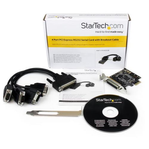 StarTech.com 4 Port RS232 PCI Express Serial Card PCI Cards 8STPEX4S553B