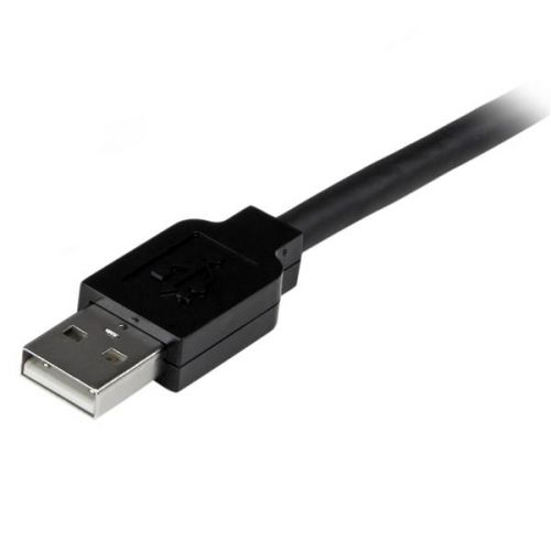 8ST10031867 | Extend the distance between a computer and a USB 2.0 device by 5 metres.The USB2AAEXT5M 5m Active USB 2.0 Extension Cable offers one USB-A male connector and one USB-A female connector, and provides an active extension of USB 2.0 devices of up to 5-metres (15-feet).An all-in-one cable for overcoming distance restrictions as well as power source limitations, the active USB 2.0 extension cable incorporates bus-powered active circuitry to ensure performance beyond the length limits of standard USB cables. Plus you can daisy chain 4 cables for a total USB extension of up to 20-metres.If necessary, the cable can be powered from a wall outlet using the Universal AC power adapter that was provided with the cable – this will allow you to use USB bus-powered devices that may require extra power.The USB2AAEXT5M repeater cable supports the full USB 2.0 bandwidth of 480 Mbps, and is backed by StarTech.com's 2-year Warranty.