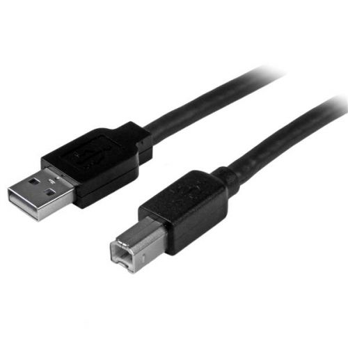 8ST10022672 | The USB2HAB50AC 50ft / 15m USB A to B cable incorporates bus-powered active circuitry, which enables it to perform beyond the 5-metre limit of a standard USB cable.The longer connection provides enough cable length to connect your USB 2.0 peripherals up to 15m away from your PC, Laptop or Server, allowing you to position your devices as needed.This active USB 2.0 cable is designed with top quality materials for high durability, and is backed by StarTech.com’s 2-year warranty.
