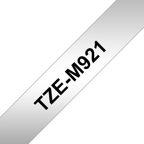 Brother TZEM921 Black on Silver Metallic 8M x 9mm Matt Tape 26411J