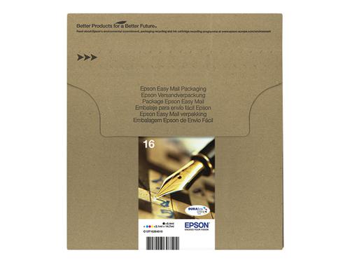 Epson 16 Black Cyan Magenta Yellow Standard Capacity Ink Cartridge Multipack 5.4ml + 3 x 3.1ml (Pack 4) - C13T16264511