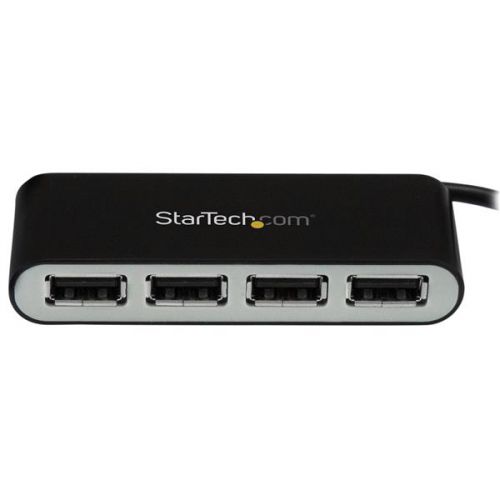 Add four USB 2.0 ports to your computer, using this cost-effective, compact USB hub.Here’s a simple and cost-effective way to expand your computer’s connectivity by adding extra USB ports. This 4-port USB hub turns a single USB connection into four connections and features a compact, USB-powered design that makes it perfect for travel. The hub also features a small-footprint housing, which means it takes up less desk space.With its compact and lightweight design, this 4-port USB hub is tailored for mobility. You can easily tuck it into your laptop bag when traveling, which makes it easy to expand your connection options almost anywhere you need to. It’s perfect for connecting common USB devices such as a mouse, keyboard, or flash drive, right when you need them.