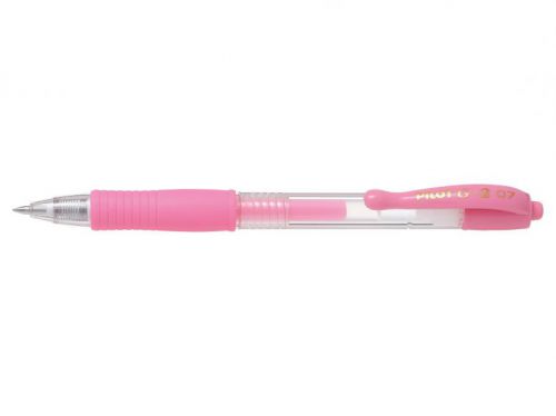 Pilot G-207 Retractable Gel Rollerball Pen 0.7mm Tip 0.39mm Line Pastel Pink (Pack 12) - 47101209