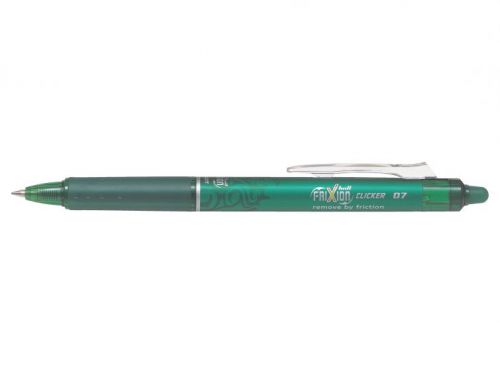 Pilot FriXion Clicker Erasable Retractable Gel Rollerball Pen 0.7mm Tip 0.35mm Line Green (Pack 12) - 229101204 Pilot Pen