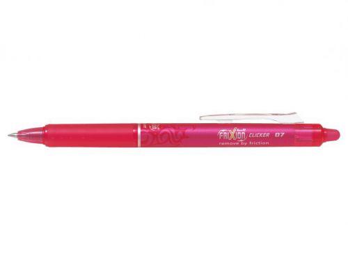 Pilot FriXion Clicker Erasable Retractable Gel Rollerball Pen 0.7mm Tip 0.35mm Line Pink (Pack 12) - 229101209 Ballpoint & Rollerball Pens 70729PT