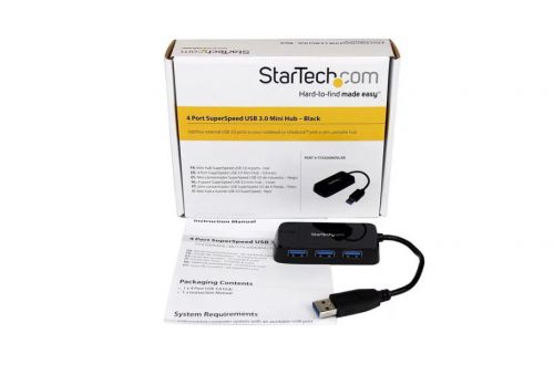 StarTech.com Portable 4 Port SuperSpeed Mini USB 3.0 USB Hubs 8ST4300MINU3B