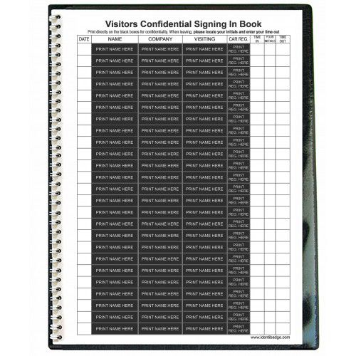 Identibadge GDPR Compliant Line Entry Visitor Book With Binder