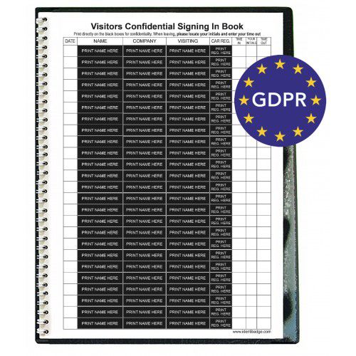 Identibadge GDPR Visitor Book with Binder IBVB-GDPR