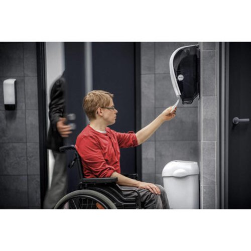 KZ09004 | Offering ease of use for everyone, this Katrin Inclusive System Towel Dispenser offers controlled consumption for minimal wastage. It has an easy-to-use push bar with braille instructions for the visually impaired. The whole roll is always used and it is easy to refill and clean.