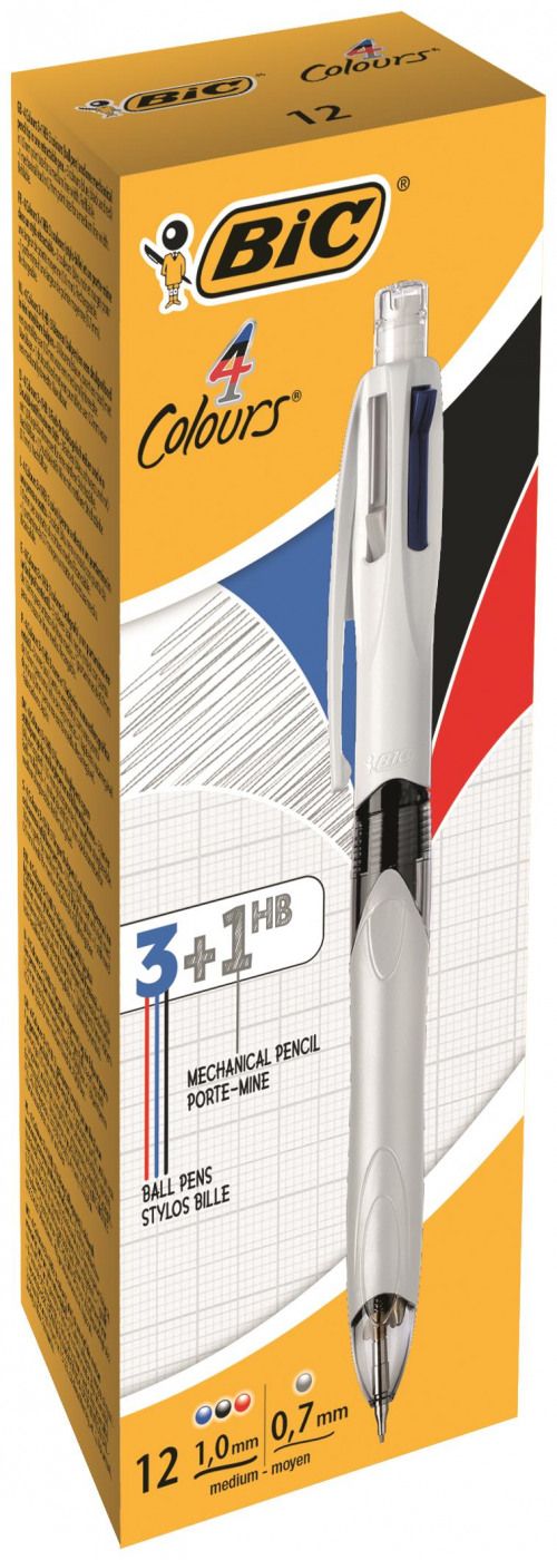 Bic 4 Colours Multifunction Black/Blue/Red/Pencil PK12 3for2