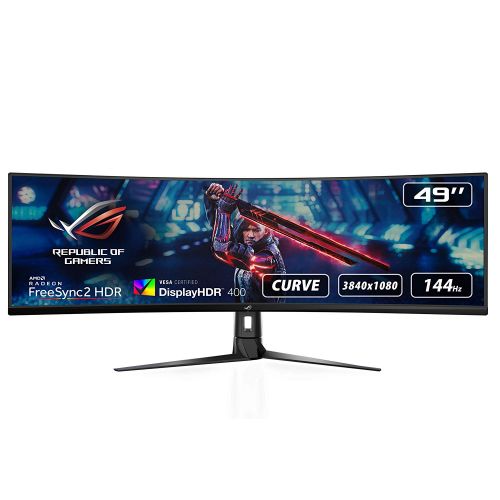 8ASXG49VQ | ROG Strix XG49VQ is a super ultra-wide 49-inch gaming monitor with a smooth 144Hz refresh rate that offers the ultimate immersive gaming experience. It features Radeon™ FreeSync 2 HDR, and High Dynamic Range (HDR) technology with DCI-P3 90% professional color gamut coverage and DisplayHDR™ 400 certification.