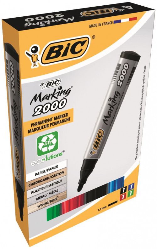 Bic Marking 2000 Bullet Tip Permanent Mrkr Asst PK4 3for2
