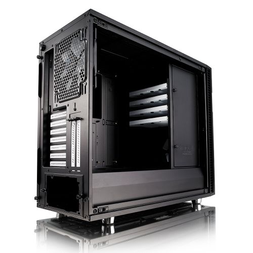 8FR10178521 | Designed from the ground up, the Define R6 goes beyond iteration with a profound stride of innovation – the latest and largest step in the legacy of the world-renowned Define Series.Seamless tempered glass and sound dampened steel panels encase a fully redesigned interior with more storage capability than ever before, and with nine fan mounts, PWM fan hub, and 420mm radiator support, the R6 is the perfect platform for building your dream water loop. Improved third generation ModuVent™ technology allows an effortless transition from metal-clad sound dampened top panel to filtered high airflow multi-fan ventilation.Expanding on the timeless elegant form and silent modular function that brought so much success to its predecessors, the new Define R6 offers the most demanding hardware enthusiast a solid foundation and flexible framework with limitless potential.