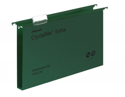 Rexel Crystalfile Xtra FS PP Susp File 30mm Green PK25 BOGOF