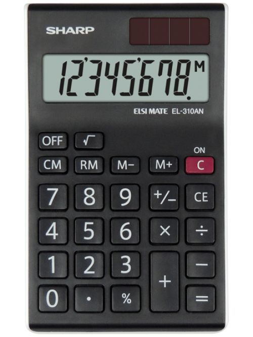Sharp EL310ANWH 8 Digit Desktop Calculator Black SH-EL310ANWH