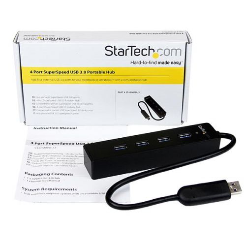 StarTech.com 4 Port Portable SuperSpeed 3.0 USB Hubs 8ST4300PBU3