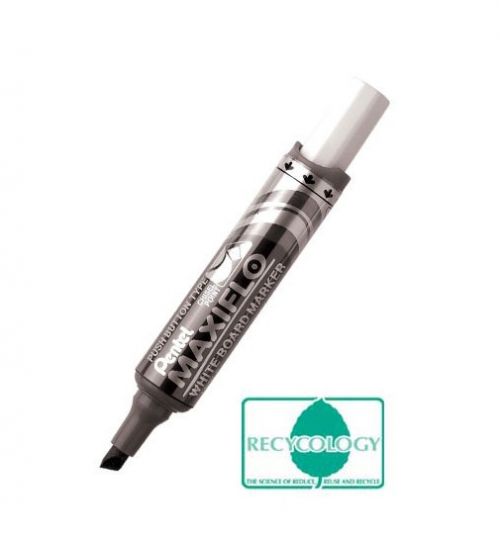 Pentel Maxiflo Whiteboard Marker Chisel Tip 1.5-6.2mm Line Black (Pack 12)
