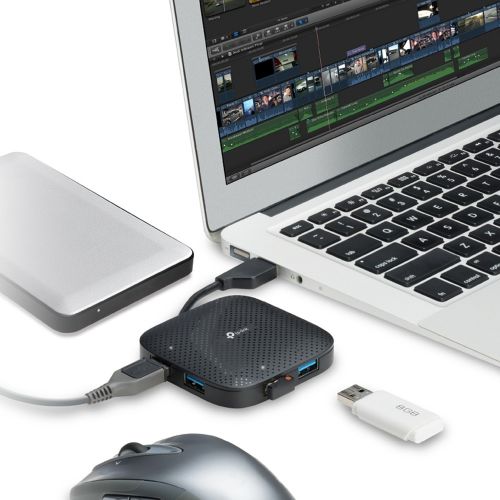 The UH400 is your one-stop USB 3.0 hub, connecting all of your portable devices to a lightning fast data highway that is capable of reaching transfer speeds of up to 5Gbps, making it 10 times faster than the USB 2.0 standard. Users can simultaneously plug in and run up to 4 USB-based devices such as USB flash drives, mice, printers, external hard drives, smart phone charging/syncing cables and so much more.Our USB 3.0 hub gives users the freedom to connect up to 4 devices at a time. This extends the number of USB ports available to users using laptops or computers with a limited number of ports. Users can also choose to connect multiple hubs to one another to further increase their connectivity options.The rapid transfer speeds of this device grants users full access to a highly functional data sharing highway. Revel in high speed sharing between your personal computer or laptop and all of your portable e-devices.The UH400 USB 3.0 hub is a highly portable device that comes in a compact, lightweight design that is on hand to handle your data sharing, charging and syncing needs no matter where you find yourself.Users simply connect the USB hub to a computer and plug in their e-devices, doing away with the need to reboot or install additional drivers. This device is ready to use out of the box.