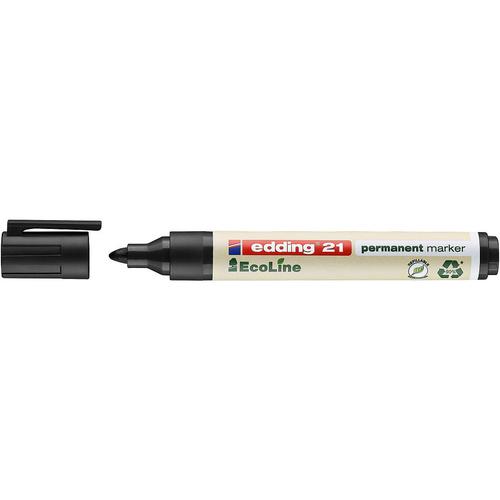 Edding 21 EcoLine Permanent Marker Bullet Tip 1.5-3mm Line Black (Pack 10)