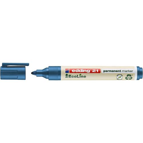 Edding 21 EcoLine Permanent Marker Bullet Tip 1.5-3mm Line Blue (Pack 10)