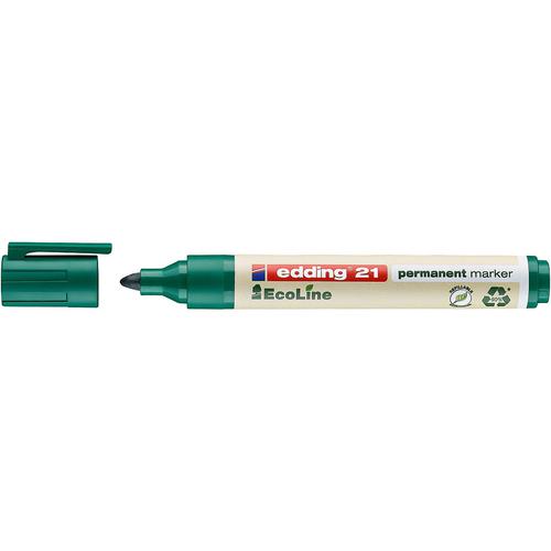 edding 21 EcoLine Permanent Marker Bullet Tip 1.5-3mm Line Green (Pack 10) - 4-21004
