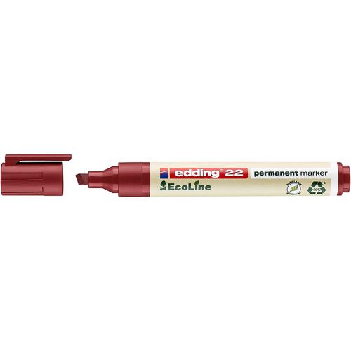 edding 22 EcoLine Permanent Marker Chisel Tip 1-5mm Line Red (Pack 10) - 4-22002